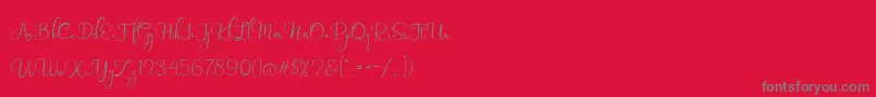 Shinyday free personal use-Schriftart – Graue Schriften auf rotem Hintergrund