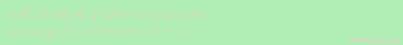 Shinyday free personal use-fontti – vaaleanpunaiset fontit vihreällä taustalla