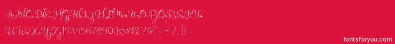 Shinyday free personal use Font – Pink Fonts on Red Background