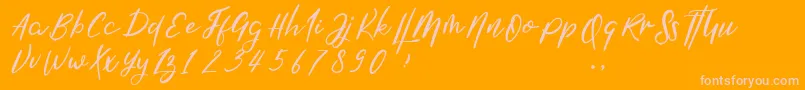 Shirahoshi-Schriftart – Rosa Schriften auf orangefarbenem Hintergrund