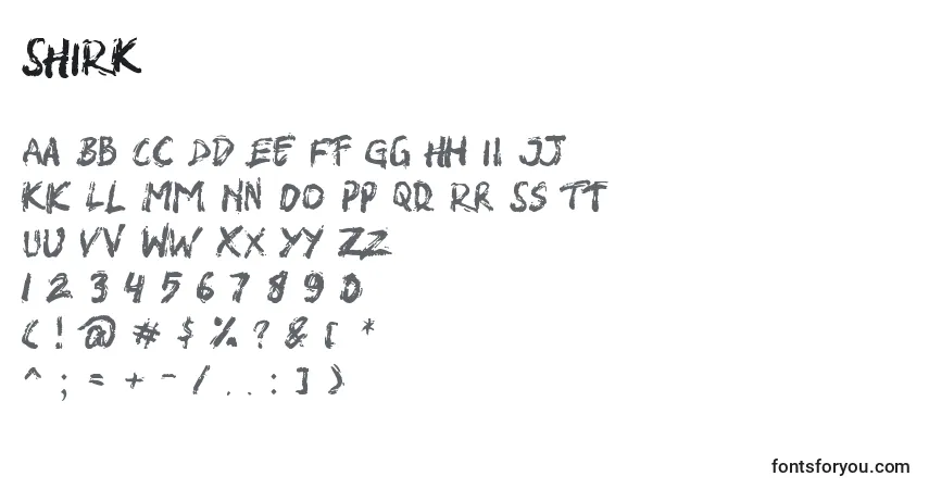 Czcionka SHIRK – alfabet, cyfry, specjalne znaki