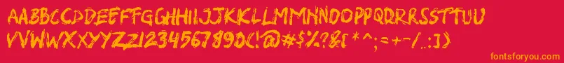 SHIRK Font – Orange Fonts on Red Background