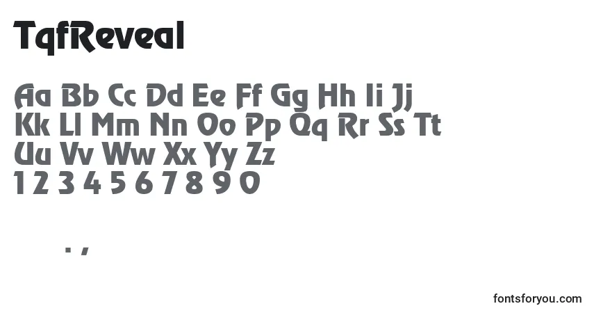 Schriftart TqfReveal – Alphabet, Zahlen, spezielle Symbole