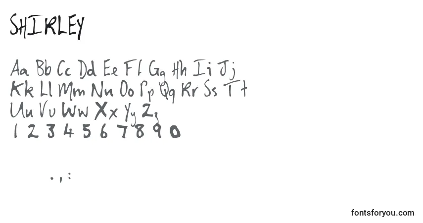 SHIRLEY (140750)-fontti – aakkoset, numerot, erikoismerkit