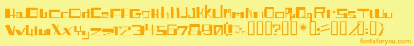 フォントSHITFONT – オレンジの文字が黄色の背景にあります。