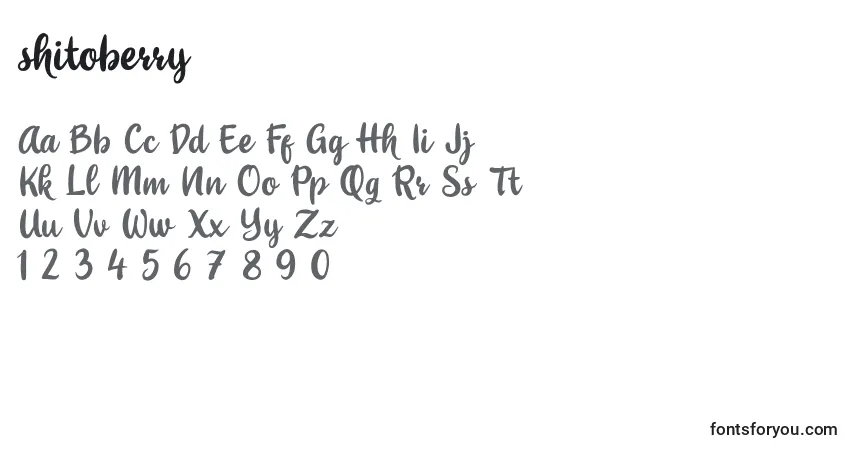 A fonte Shitoberry – alfabeto, números, caracteres especiais