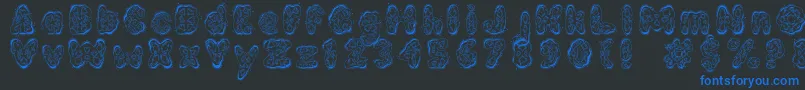 Czcionka KembangGoyang – niebieskie czcionki na czarnym tle