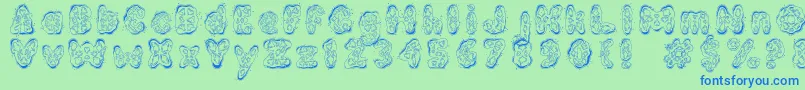 KembangGoyang Font – Blue Fonts on Green Background