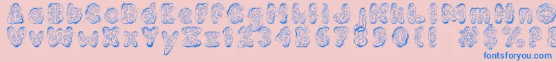 KembangGoyang-Schriftart – Blaue Schriften auf rosa Hintergrund