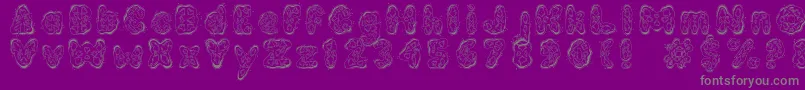 KembangGoyang-Schriftart – Graue Schriften auf violettem Hintergrund
