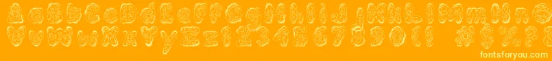Fonte KembangGoyang – fontes amarelas em um fundo laranja