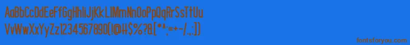 フォントShocking Headline DF – 茶色の文字が青い背景にあります。