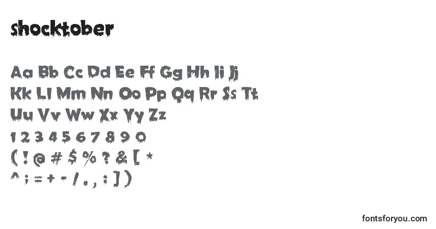 A fonte Shocktober – alfabeto, números, caracteres especiais