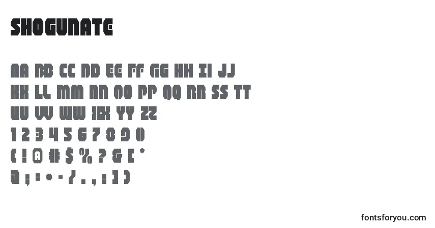 Czcionka Shogunate – alfabet, cyfry, specjalne znaki