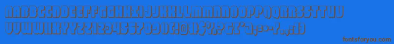 shogunate3d-Schriftart – Braune Schriften auf blauem Hintergrund