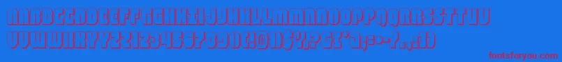 shogunate3d-fontti – punaiset fontit sinisellä taustalla