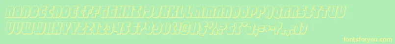 shogunate3dital-Schriftart – Gelbe Schriften auf grünem Hintergrund
