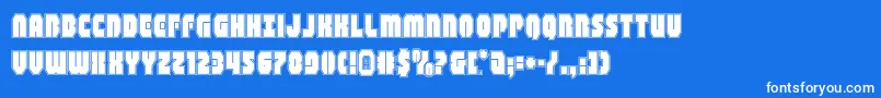 shogunateacad-Schriftart – Weiße Schriften auf blauem Hintergrund