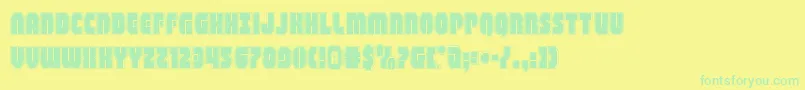 shogunateacad-Schriftart – Grüne Schriften auf gelbem Hintergrund