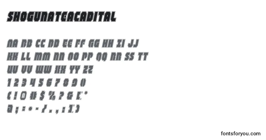 A fonte Shogunateacadital – alfabeto, números, caracteres especiais