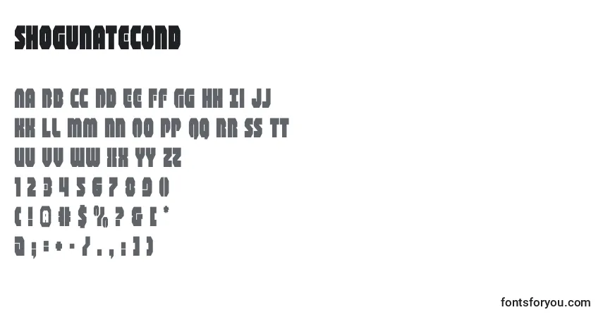 Czcionka Shogunatecond – alfabet, cyfry, specjalne znaki
