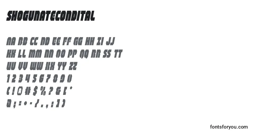 Shogunateconditalフォント–アルファベット、数字、特殊文字