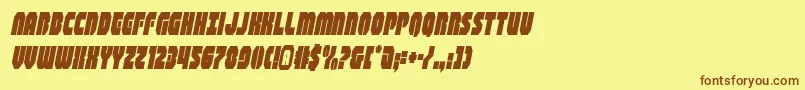 フォントshogunatecondital – 茶色の文字が黄色の背景にあります。