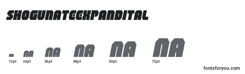 Размеры шрифта Shogunateexpandital
