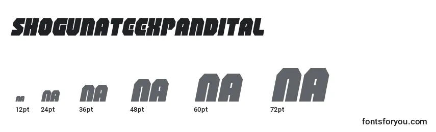 Размеры шрифта Shogunateexpandital (140779)