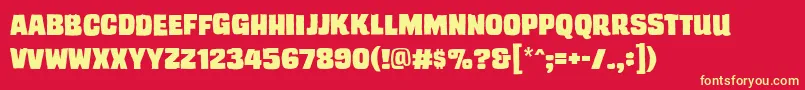 Trashcinemabb Font – Yellow Fonts on Red Background
