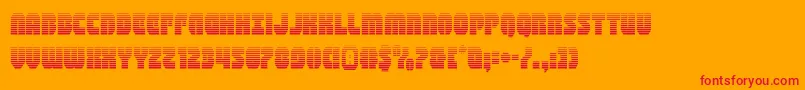 shogunategrad-Schriftart – Rote Schriften auf orangefarbenem Hintergrund