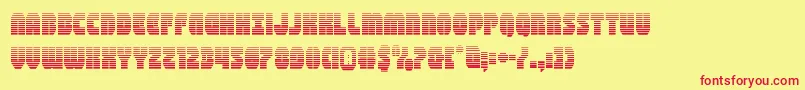 shogunategrad-Schriftart – Rote Schriften auf gelbem Hintergrund