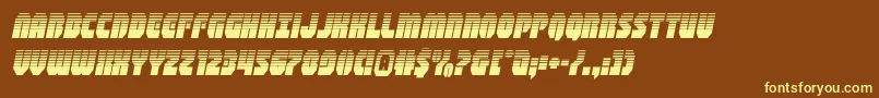 shogunatehalfital-fontti – keltaiset fontit ruskealla taustalla