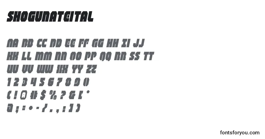 Fuente Shogunateital - alfabeto, números, caracteres especiales