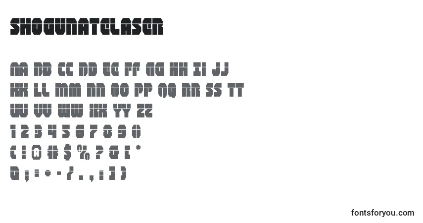 Schriftart Shogunatelaser – Alphabet, Zahlen, spezielle Symbole