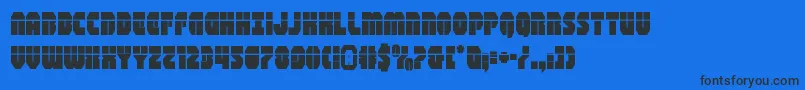 shogunatelaser-Schriftart – Schwarze Schriften auf blauem Hintergrund