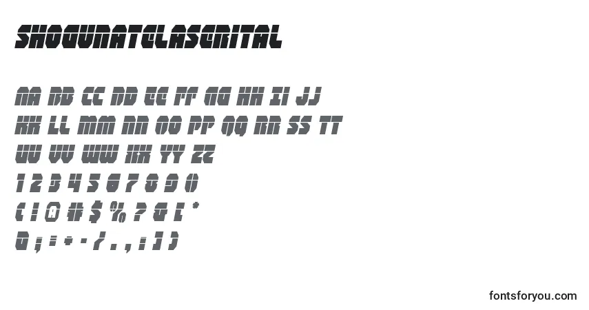 Czcionka Shogunatelaserital (140793) – alfabet, cyfry, specjalne znaki