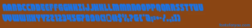 shogunateleft-Schriftart – Blaue Schriften auf braunem Hintergrund
