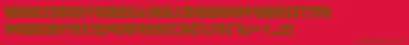 shogunateleft-Schriftart – Braune Schriften auf rotem Hintergrund