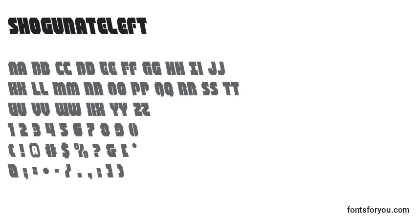 A fonte Shogunateleft (140795) – alfabeto, números, caracteres especiais