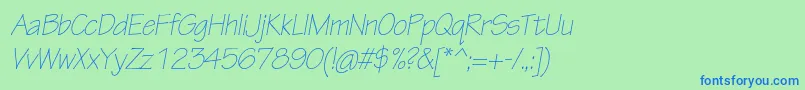 TektonproLightobl Font – Blue Fonts on Green Background