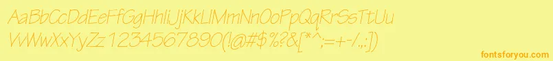 TektonproLightobl Font – Orange Fonts on Yellow Background