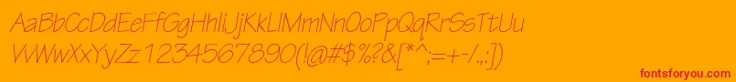 TektonproLightobl-Schriftart – Rote Schriften auf orangefarbenem Hintergrund