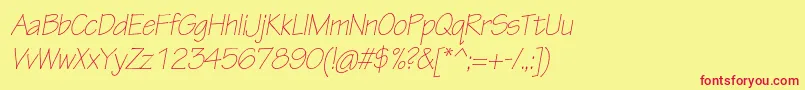 TektonproLightobl Font – Red Fonts on Yellow Background