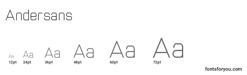 Размеры шрифта Andersans