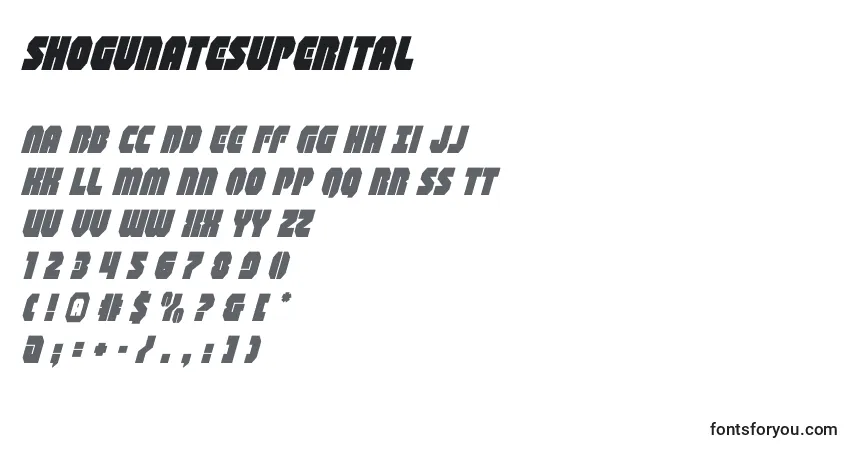 Шрифт Shogunatesuperital – алфавит, цифры, специальные символы
