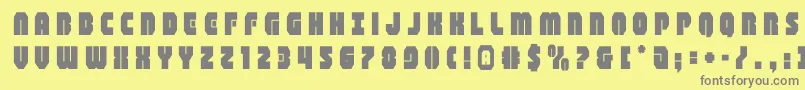 shogunatetitle-fontti – harmaat kirjasimet keltaisella taustalla