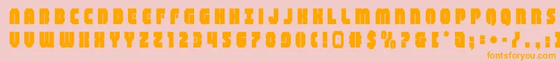 shogunatetitle-Schriftart – Orangefarbene Schriften auf rosa Hintergrund