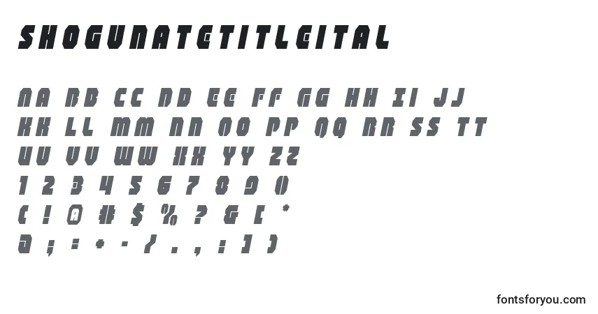 A fonte Shogunatetitleital (140809) – alfabeto, números, caracteres especiais