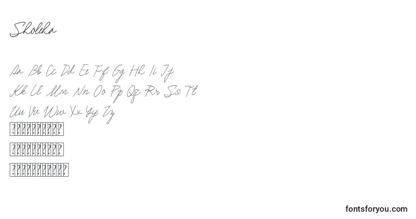 Шрифт Sholeha – алфавит, цифры, специальные символы